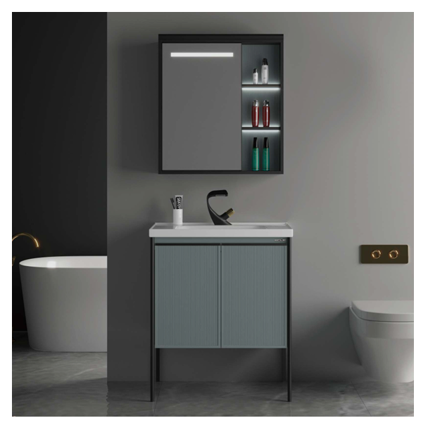 BC-902 Modern Dark Frame Bathroom Cabinet